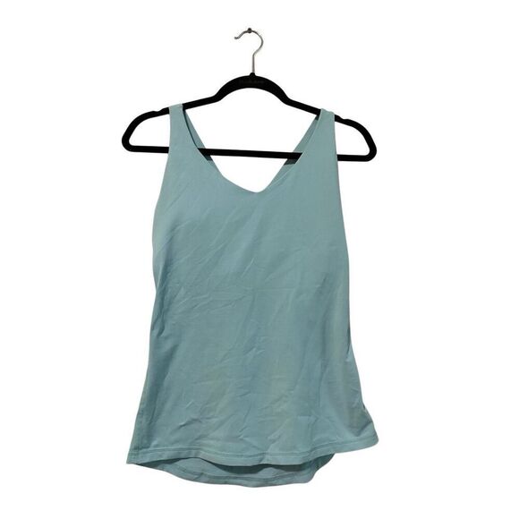 Prana Locano Bra Tank Top Womens M Ice Blue Stripe Racerback Gym Run Yoga - Picture 2 of 5